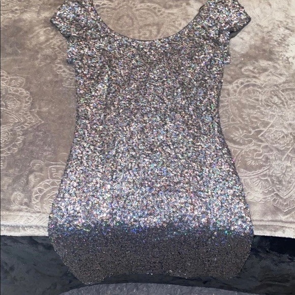 Blue/ Holographic sequin body con dress - Picture 1 of 2